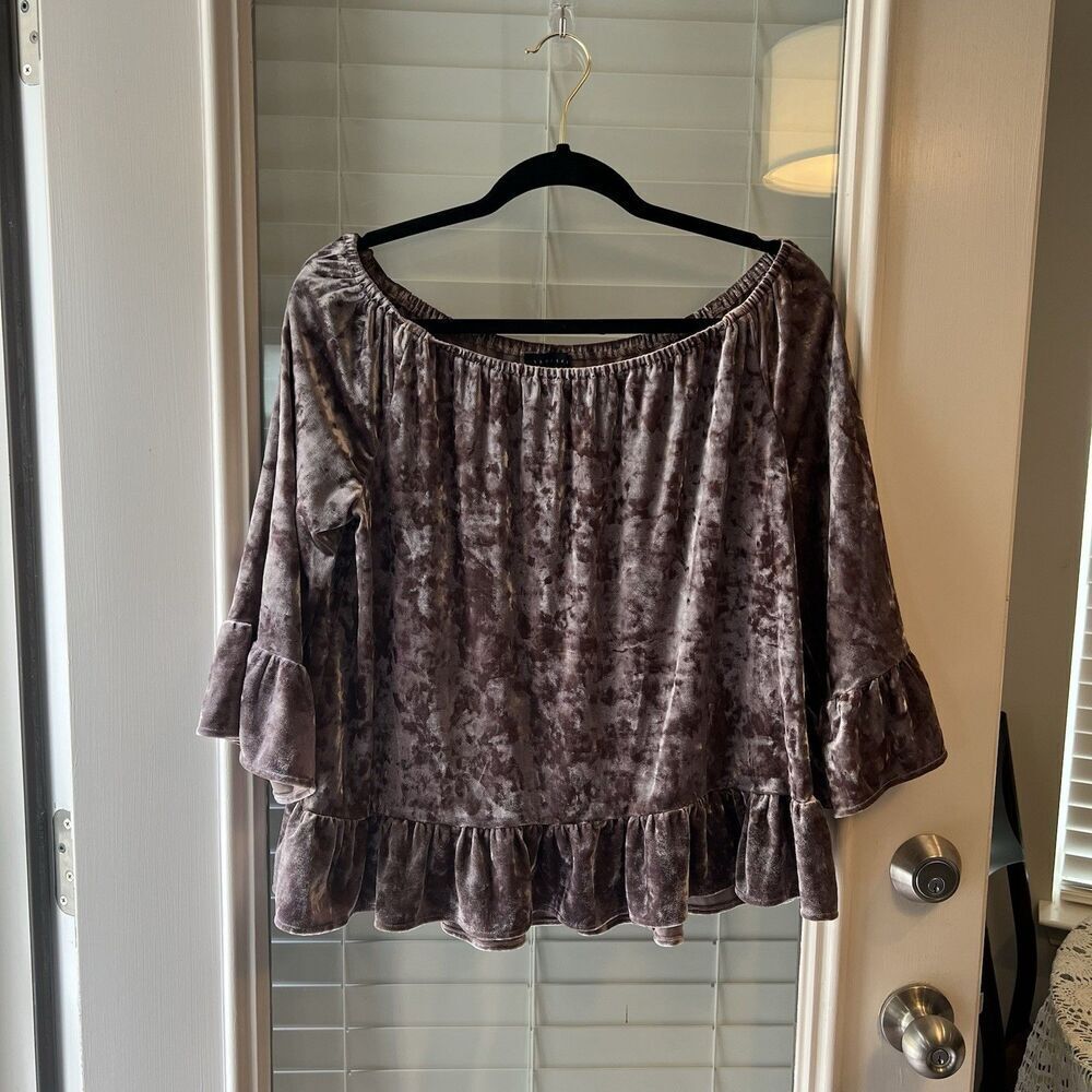 Sanctuary Women’s Top Large Crushed Velvet Off The Shoulder